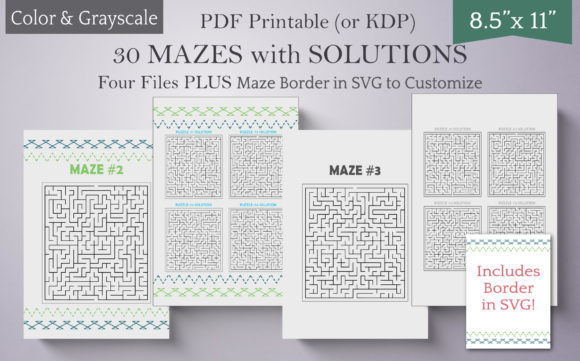 30 Mazes for Activity Books-Color Gray