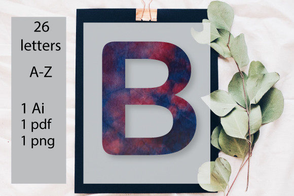 3D Tie-Dye Kids Alphabet Clipart Upper 2: Graphics for KDP Interiors