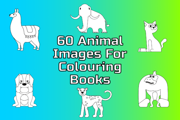 60 Animal Images for Colouring Books