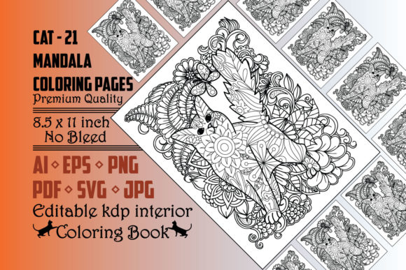 Cat Mandala Graphics for KDP Interiors