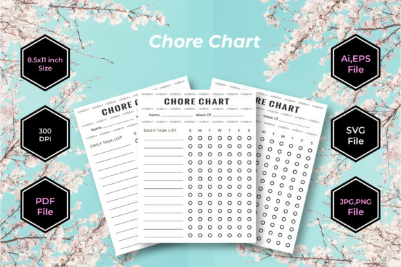 Chore Chart for Kids Printable Template: Graphics for Kdp Interiors