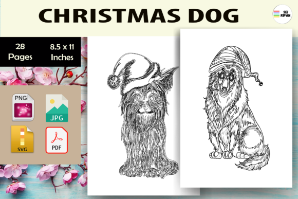 Christmas Dog Coloring Page for Kids-KDP