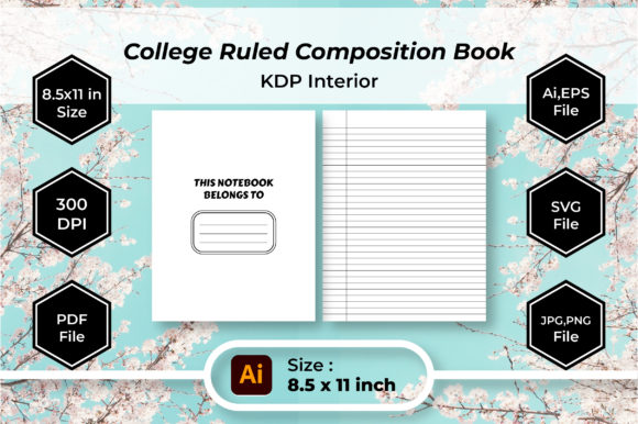 College Ruled Notebook 8.5x11 Inch - KDP Graphics
