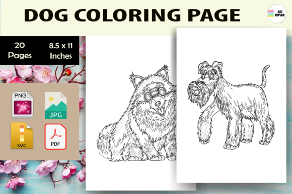 Dog Coloring Page-KDP Graphics