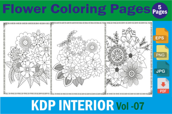 Floral Coloring Pages KDP Interior: Graphics for Creative Freebies