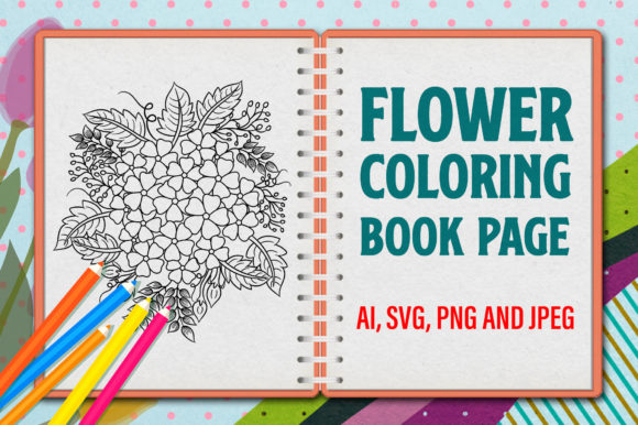 Flower Coloring Book Graphics for Kdp Interiors