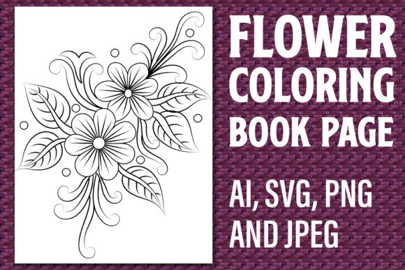 Flower Coloring Page Graphics for KDP Interiors