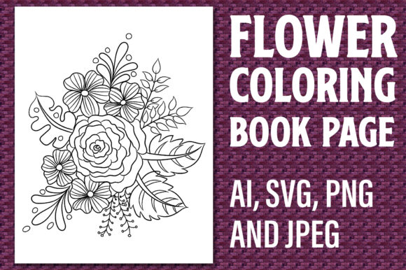 Flower Coloring Page Graphics for KDP Interiors