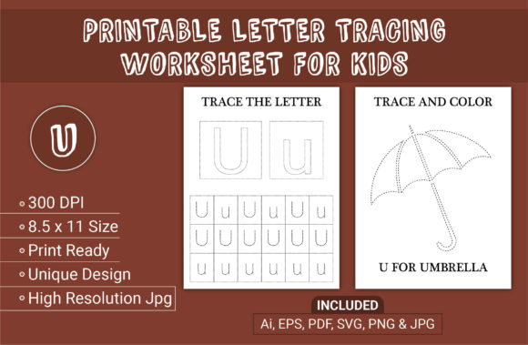 Letter Tracing & Coloring Workbook SVG: Graphics for KDP Interiors