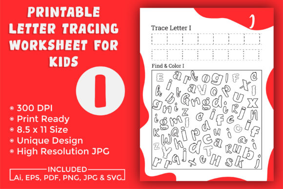 Letter Tracing Worksheet for Kids I: Graphics for Kdp Interiors