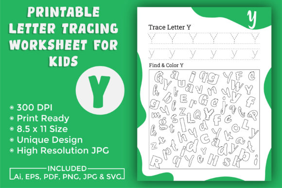 Letter Tracing Worksheet for Kids Y Graphics
