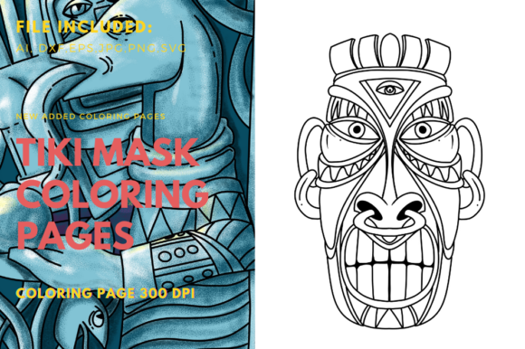 Polynesians Mask Coloring Page: Graphics for Kdp Interiors