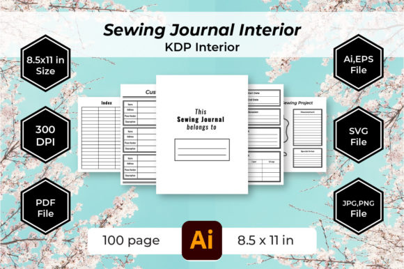 Sewing Planner Journal KDP Interiors Graphics