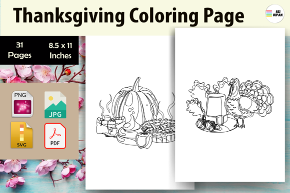 Thanksgiving Coloring Page for Kids-KDP