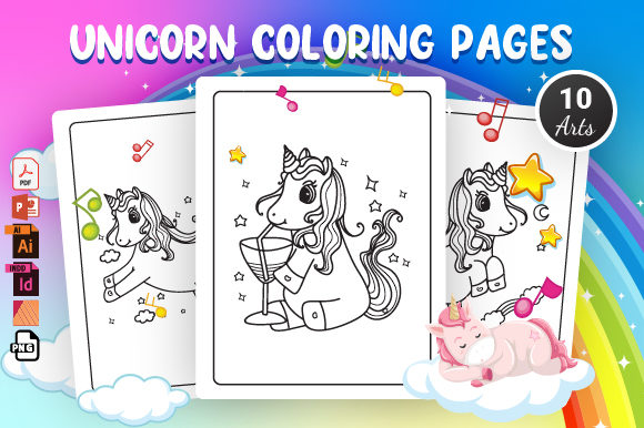 Unicorn Coloring Pages 2 - KDP Interior