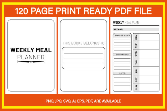 Weekly Planner Printable Page Graphics for KDP Interiors